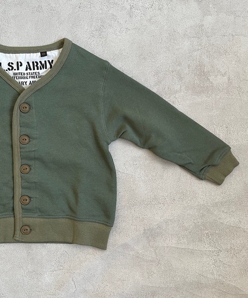 Life Support Products（ライフサポートプロダクツ）の「裏毛ミリタリーカーディガン（80～150cm）（カーディガン/ボレロ・キッズ・ブラック/カーキ/杢グレー・90/100/110/120/80/130/95/140/150）」の6枚目の写真