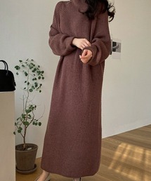 プチハイネックニットワンピース