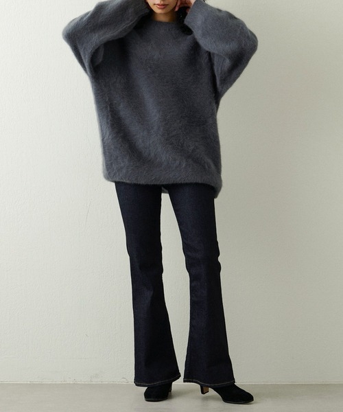 OUVRAGE CLASSE(ウヴラージュクラス)の「フォックスファークルーネックプルオーバー(ニット/セーター・レディース・アッシュグレー/ピンク/スミクロ・FREE)」の8枚目の写真