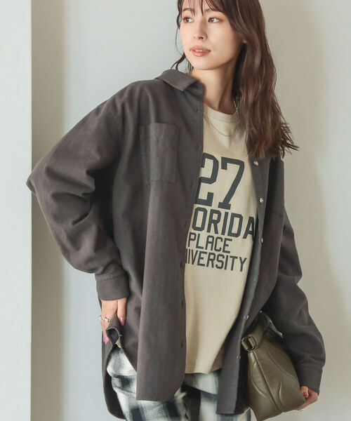 B:MING by BEAMS（ビーミングバイビームス）の「B:MING by BEAMS / ヘリンボーン シャツジャケット（ミリタリージャケット・レディース・アイボリー/スミクロ・SMALL/MEDIUM）」の2枚目の写真