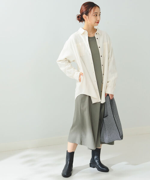 B:MING by BEAMS（ビーミングバイビームス）の「B:MING by BEAMS / ヘリンボーン シャツジャケット（ミリタリージャケット・レディース・アイボリー/スミクロ・SMALL/MEDIUM）」の13枚目の写真