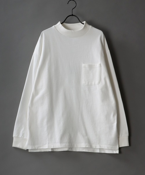 SITRY（シトリー）の「Heavy weight wide mock neck pullover/ヘビーウェイト ワイドモックネック プルオーバー（Tシャツ/カットソー・メンズ・ベージュ/サンドベージュ/グリーン/サックスブルー/ホワイト/チャコールグレー/ブラック・M/L/XL）」の2枚目の写真