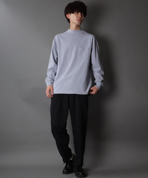 SITRY（シトリー）の「Heavy weight wide mock neck pullover/ヘビーウェイト ワイドモックネック プルオーバー（Tシャツ/カットソー・メンズ・ベージュ/サンドベージュ/グリーン/サックスブルー/ホワイト/チャコールグレー/ブラック・M/L/XL）」の21枚目の写真