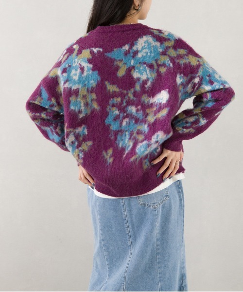 SpRay（スプレイ）の「シャギー花柄ニット（ニット/セーター・レディース・ダークパープル/ブルー・FREE）」の18枚目の写真