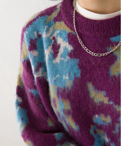 SpRay（スプレイ）の「シャギー花柄ニット（ニット/セーター・レディース・ダークパープル/ブルー・FREE）」の19枚目の写真