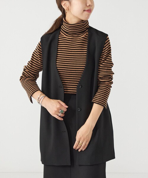 SHIPS any(シップス エニィ)の「SHIPS any:〈ウォッシャブル〉ノーカラー ジレ◇(ベスト・レディース・ブラック/カーキ・ONE SIZE)」の15枚目の写真