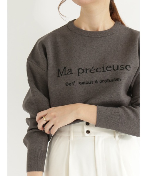 Te chichi（テチチ）の「ロゴジャカードニット（ニット/セーター・レディース・チャコール/ネイビー/ベージュ・ﾌﾘ-）」の2枚目の写真