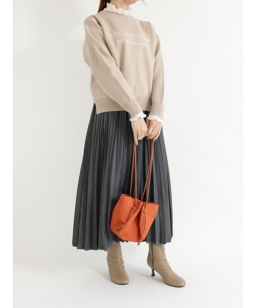 Te chichi（テチチ）の「ロゴジャカードニット（ニット/セーター・レディース・チャコール/ネイビー/ベージュ・ﾌﾘ-）」の5枚目の写真