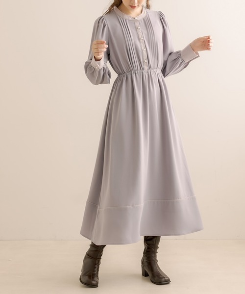 OLIVE des OLIVE（オリーブデオリーブ）の「【WEB限定】ピンタッククレリックワンピース（ワンピース・レディース・オフホワイト/サックスブルー/ライトブラウン・FREE）」の15枚目の写真