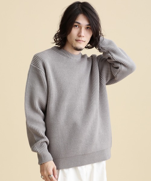 NANO universe（ナノユニバース）の「LB.04/畔編クルーネックニット（ニット/セーター・メンズ・ホワイト/ブラック/ブラウン/グレー・S/M/L/XL）」の6枚目の写真