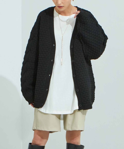 Settimissimo（セッティミッシモ）の「ポップコーン編みニットカーディガン（カーディガン/ボレロ・レディース・パープル/アイボリー/ブラック・FREE）」の3枚目の写真