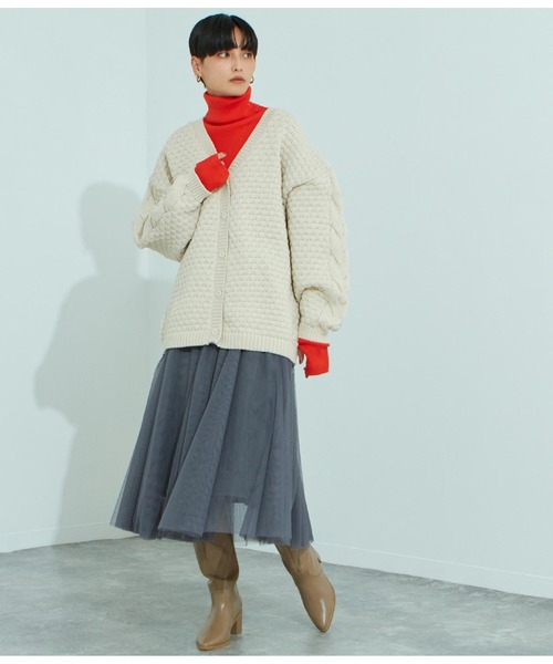 Settimissimo（セッティミッシモ）の「ポップコーン編みニットカーディガン（カーディガン/ボレロ・レディース・パープル/アイボリー/ブラック・FREE）」の7枚目の写真