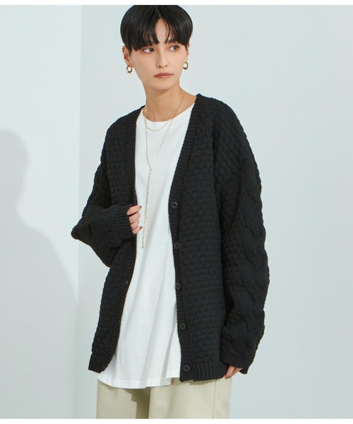 Settimissimo（セッティミッシモ）の「ポップコーン編みニットカーディガン（カーディガン/ボレロ・レディース・パープル/アイボリー/ブラック・FREE）」の18枚目の写真