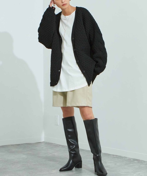 Settimissimo（セッティミッシモ）の「ポップコーン編みニットカーディガン（カーディガン/ボレロ・レディース・パープル/アイボリー/ブラック・FREE）」の19枚目の写真