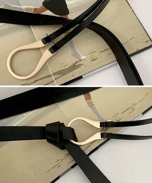 florist(フローリスト)の「無段階調整Uバックル細めタイベルト(ベルト・レディース・ブラック/ゴールド/シルバー・FREE)」の4枚目の写真