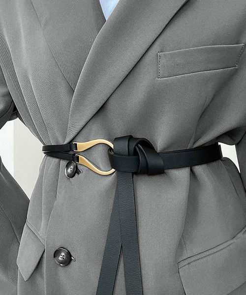 セール】無段階調整Uバックル細めタイベルト（ベルト）｜florist