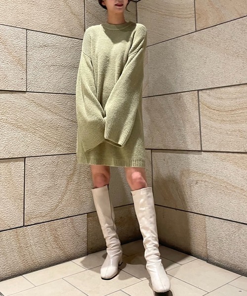 FREE'S MART(フリーズマート)の「◆畦ルーズミニニットワンピース(ワンピース・レディース・ベージュ/ブラウン/グリーン・SMALL/MEDIUM)」の3枚目の写真