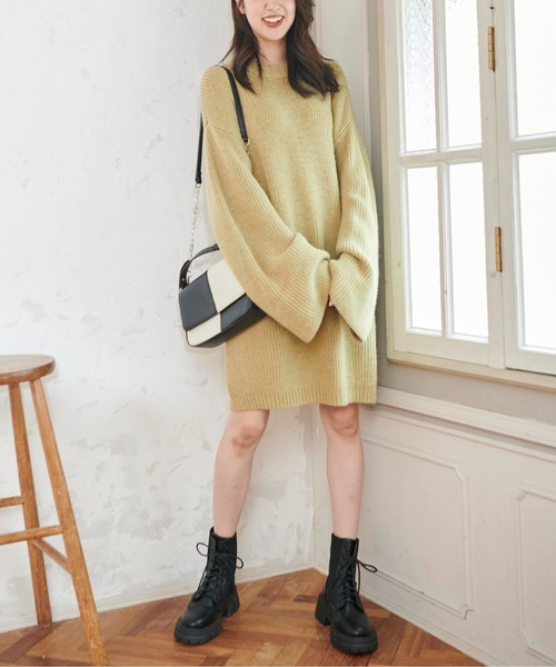 FREE'S MART(フリーズマート)の「◆畦ルーズミニニットワンピース(ワンピース・レディース・ベージュ/ブラウン/グリーン・SMALL/MEDIUM)」の20枚目の写真