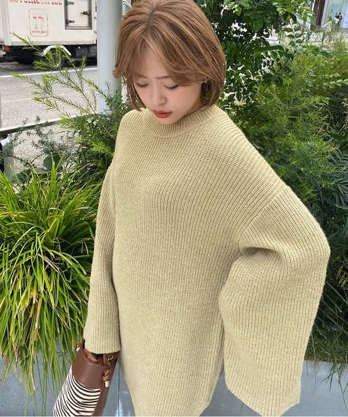 FREE'S MART(フリーズマート)の「◆畦ルーズミニニットワンピース(ワンピース・レディース・ベージュ/ブラウン/グリーン・SMALL/MEDIUM)」の4枚目の写真