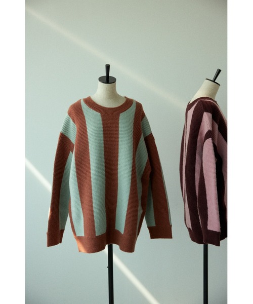 トップス black by moussy stripe knit cardigan BLACK BY MOUSSY（ブラックバイマウジー）の「stripe knit tops