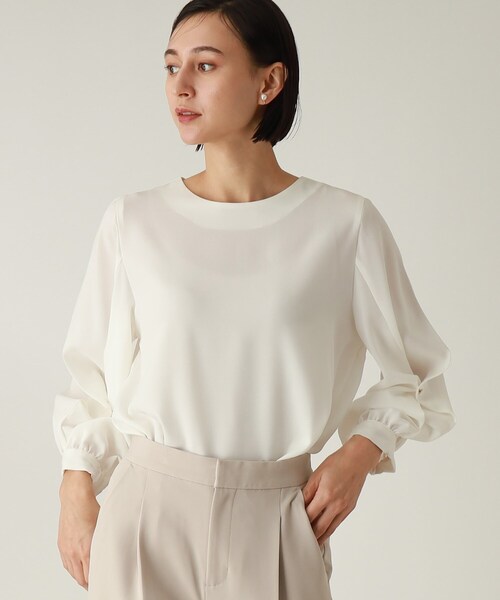 THE SHOP TK （ザ ショップ ティーケー ）の「◆【セレモニー/入卒/洗える】ジョーゼット袖シャーリングブラウス（シャツ/ブラウス・レディース・ホワイト系/ネイビー・11/12/13/14）」の11枚目の写真