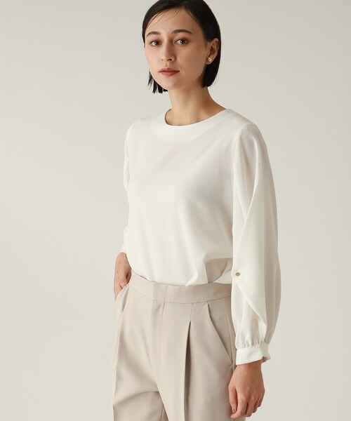 THE SHOP TK （ザ ショップ ティーケー ）の「◆【セレモニー/入卒/洗える】ジョーゼット袖シャーリングブラウス（シャツ/ブラウス・レディース・ホワイト系/ネイビー・11/12/13/14）」の14枚目の写真