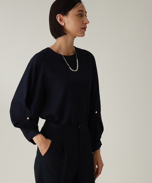 THE SHOP TK （ザ ショップ ティーケー ）の「◆【セレモニー/入卒/洗える】ジョーゼット袖シャーリングブラウス（シャツ/ブラウス・レディース・ホワイト系/ネイビー・11/12/13/14）」の12枚目の写真