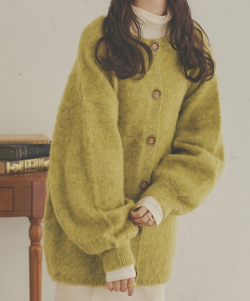 Ambre Neige（アンブルネージュ）の「ふわふわ暖か。前後2WAYメランジウールカーディガン／【WEB/EC限定商品】（カーディガン/ボレロ・レディース・ライトグリーン/アイボリー/ライトブラウン/ベージュ・FREE）」の4枚目の写真