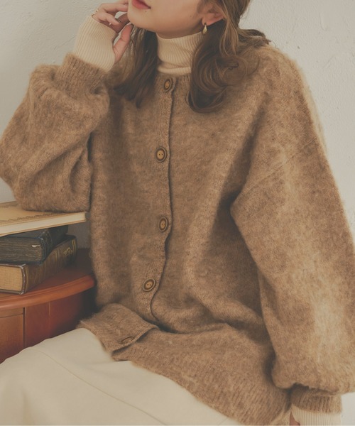 Ambre Neige（アンブルネージュ）の「ふわふわ暖か。前後2WAYメランジウールカーディガン／【WEB/EC限定商品】（カーディガン/ボレロ・レディース・ライトグリーン/アイボリー/ライトブラウン/ベージュ・FREE）」の2枚目の写真