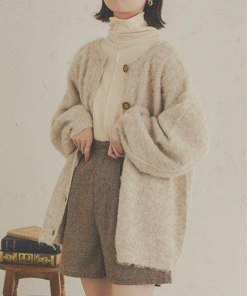 Ambre Neige（アンブルネージュ）の「ふわふわ暖か。前後2WAYメランジウールカーディガン／【WEB/EC限定商品】（カーディガン/ボレロ・レディース・ライトグリーン/アイボリー/ライトブラウン/ベージュ・FREE）」の5枚目の写真