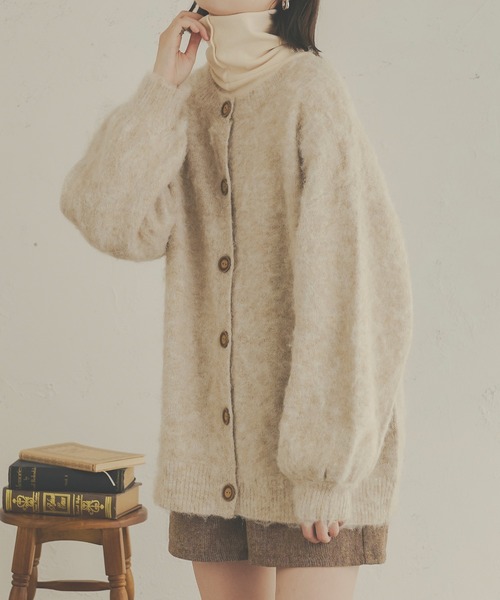 Ambre Neige（アンブルネージュ）の「ふわふわ暖か。前後2WAYメランジウールカーディガン／【WEB/EC限定商品】（カーディガン/ボレロ・レディース・ライトグリーン/アイボリー/ライトブラウン/ベージュ・FREE）」の8枚目の写真