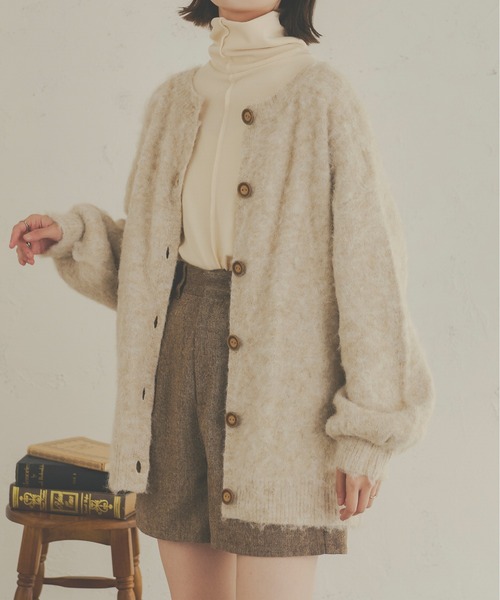 Ambre Neige（アンブルネージュ）の「ふわふわ暖か。前後2WAYメランジウールカーディガン／【WEB/EC限定商品】（カーディガン/ボレロ・レディース・ライトグリーン/アイボリー/ライトブラウン/ベージュ・FREE）」の6枚目の写真