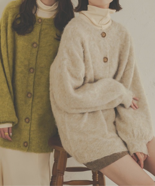 Ambre Neige（アンブルネージュ）の「ふわふわ暖か。前後2WAYメランジウールカーディガン／【WEB/EC限定商品】（カーディガン/ボレロ・レディース・ライトグリーン/アイボリー/ライトブラウン/ベージュ・FREE）」の9枚目の写真