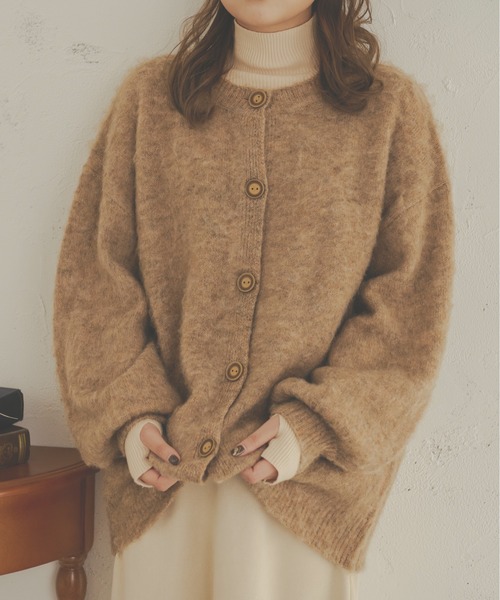 Ambre Neige（アンブルネージュ）の「ふわふわ暖か。前後2WAYメランジウールカーディガン／【WEB/EC限定商品】（カーディガン/ボレロ・レディース・ライトグリーン/アイボリー/ライトブラウン/ベージュ・FREE）」の10枚目の写真