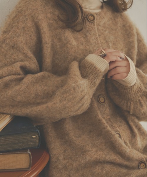 Ambre Neige（アンブルネージュ）の「ふわふわ暖か。前後2WAYメランジウールカーディガン／【WEB/EC限定商品】（カーディガン/ボレロ・レディース・ライトグリーン/アイボリー/ライトブラウン/ベージュ・FREE）」の12枚目の写真