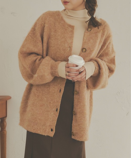 Ambre Neige（アンブルネージュ）の「ふわふわ暖か。前後2WAYメランジウールカーディガン／【WEB/EC限定商品】（カーディガン/ボレロ・レディース・ライトグリーン/アイボリー/ライトブラウン/ベージュ・FREE）」の18枚目の写真