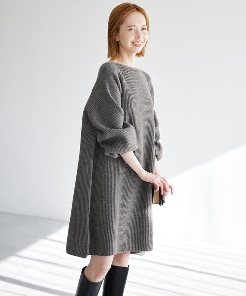 SLOBE IENA(スローブイエナ)の「《WEB限定/追加》ファインウールニットミニワンピース(ワンピース・レディース・チャコールグレー/ブラック・FREE)」の18枚目の写真