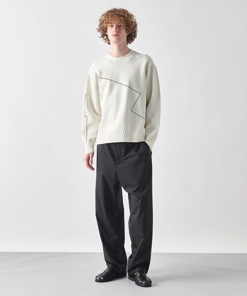 JOSEPH STUDIO(ジョゼフストゥディオ)の「【洗える・ユニセックス】ラインパイルジャガード ラウンドネックニット(ニット/セーター・メンズ・ホワイト系/ブラック系・SMALL/MEDIUM/LARGE)」の12枚目の写真