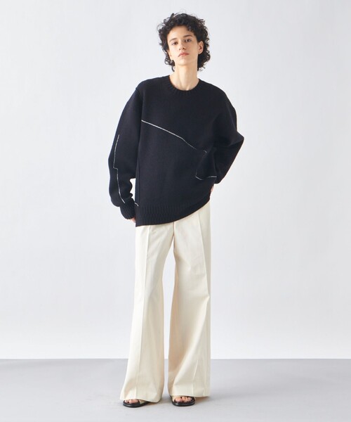 JOSEPH STUDIO(ジョゼフストゥディオ)の「【洗える・ユニセックス】ラインパイルジャガード ラウンドネックニット(ニット/セーター・メンズ・ホワイト系/ブラック系・SMALL/MEDIUM/LARGE)」の17枚目の写真