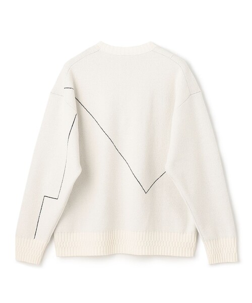 JOSEPH STUDIO(ジョゼフストゥディオ)の「【洗える・ユニセックス】ラインパイルジャガード ラウンドネックニット(ニット/セーター・メンズ・ホワイト系/ブラック系・SMALL/MEDIUM/LARGE)」の4枚目の写真