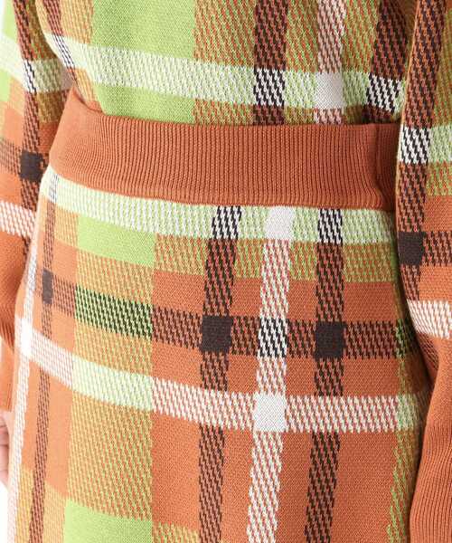 OPAQUE.CLIP（オペークドットクリップ）の「◆【PORTMAN／ポートマン】チェックジャカードタイトニットスカート（スカート・レディース・グリーン系その他3/オレンジ系その他3・38/40）」の6枚目の写真