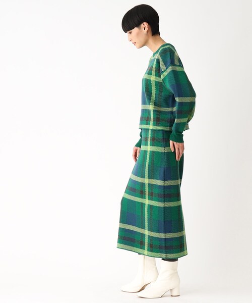 OPAQUE.CLIP（オペークドットクリップ）の「◆【PORTMAN／ポートマン】チェックジャカードタイトニットスカート（スカート・レディース・グリーン系その他3/オレンジ系その他3・38/40）」の12枚目の写真