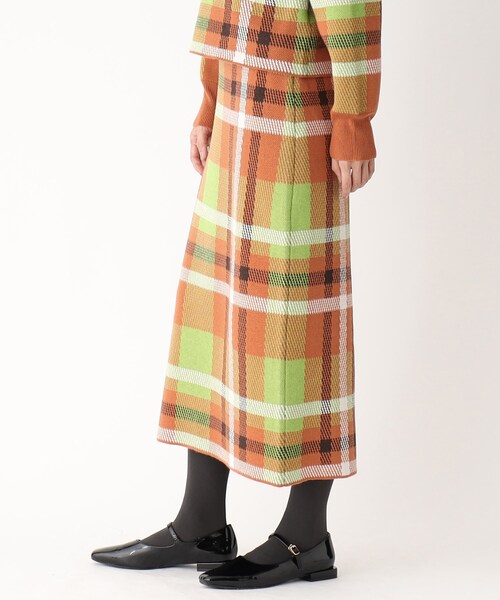 OPAQUE.CLIP（オペークドットクリップ）の「◆【PORTMAN／ポートマン】チェックジャカードタイトニットスカート（スカート・レディース・グリーン系その他3/オレンジ系その他3・38/40）」の16枚目の写真