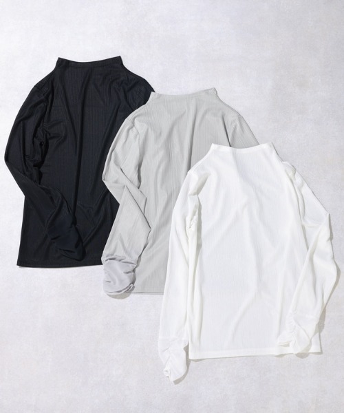 Pierrot（ピエロ）の「シアーカフスボトルネックトップス（Tシャツ/カットソー・レディース・ブラック/オフホワイト/ライトグレー・M/L）」の13枚目の写真