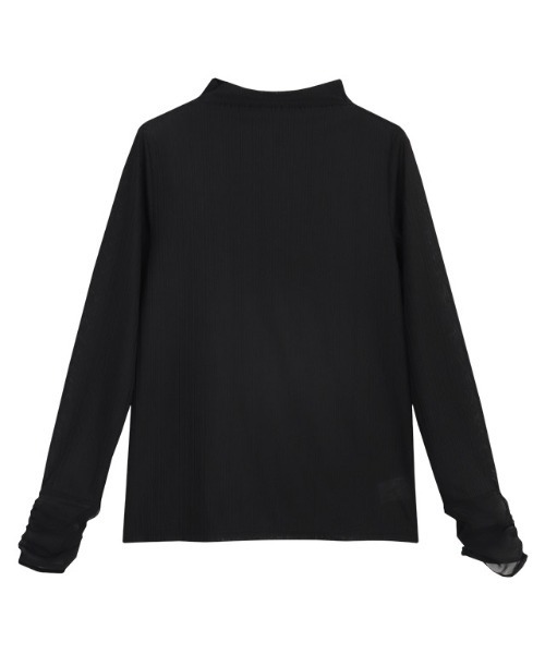 Pierrot（ピエロ）の「シアーカフスボトルネックトップス（Tシャツ/カットソー・レディース・ブラック/オフホワイト/ライトグレー・M/L）」の21枚目の写真