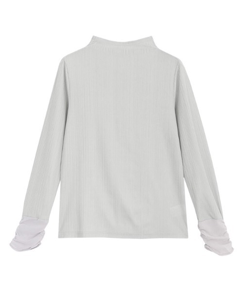 Pierrot（ピエロ）の「シアーカフスボトルネックトップス（Tシャツ/カットソー・レディース・ブラック/オフホワイト/ライトグレー・M/L）」の22枚目の写真