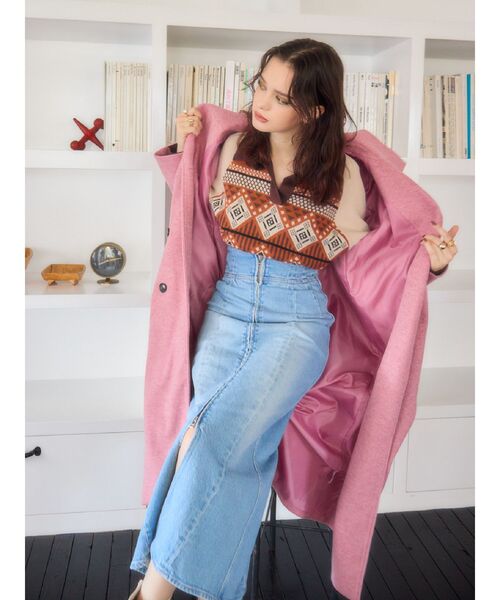 EVRIS（エヴリス）の「襟付きジャガードニット（ニット/セーター・レディース・ブルー/グリーン/ブラウン・FREE）」の9枚目の写真