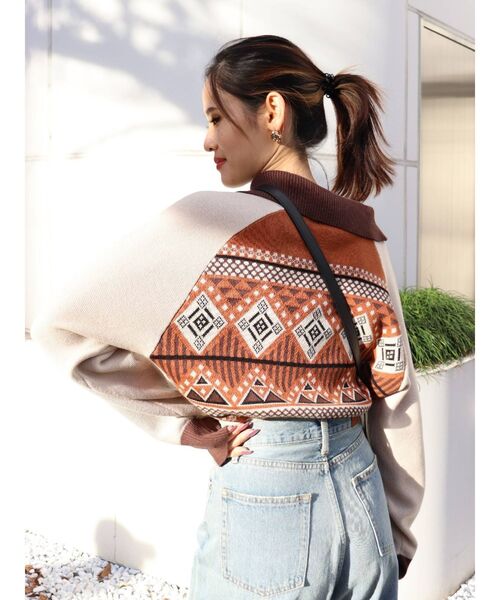 EVRIS（エヴリス）の「襟付きジャガードニット（ニット/セーター・レディース・ブルー/グリーン/ブラウン・FREE）」の15枚目の写真