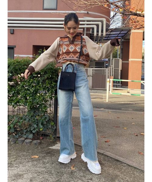 EVRIS（エヴリス）の「襟付きジャガードニット（ニット/セーター・レディース・ブルー/グリーン/ブラウン・FREE）」の11枚目の写真