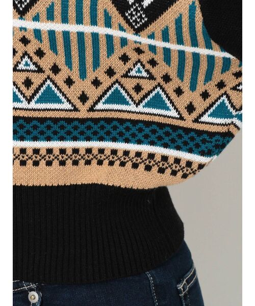 EVRIS（エヴリス）の「襟付きジャガードニット（ニット/セーター・レディース・ブルー/グリーン/ブラウン・FREE）」の8枚目の写真